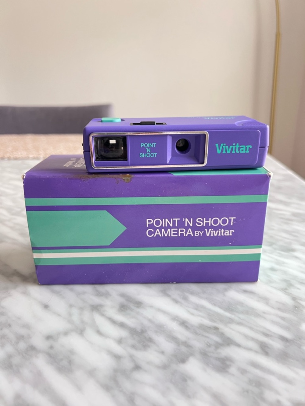 80s Avon Vivitar Point 'N Shoot Camera in Purple with Teal Accents